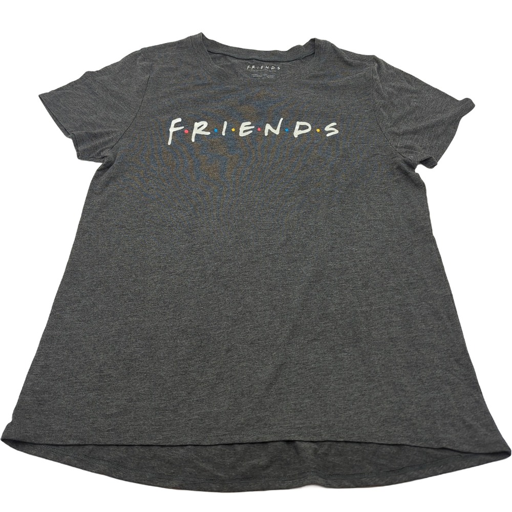 Friends TV Show Graphic T-Shirt Womens XXL Gray Short Sleeve High Low Hem Logo